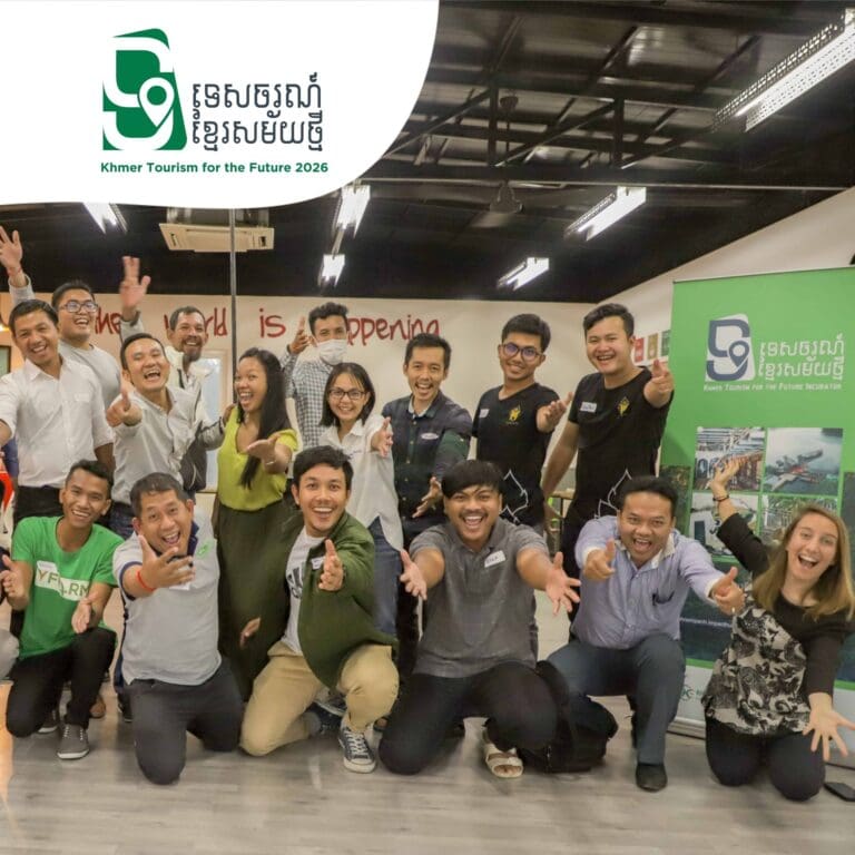 Khmer Tourism for the Future 2026 visual banner showing the group photo of alumnus from the previous cohort with the program logo.